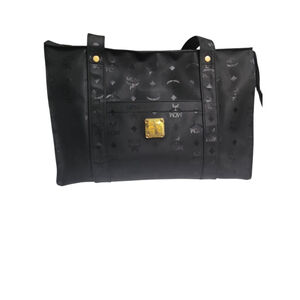 MCM Black Monogram Nylon Tote Bag EUC